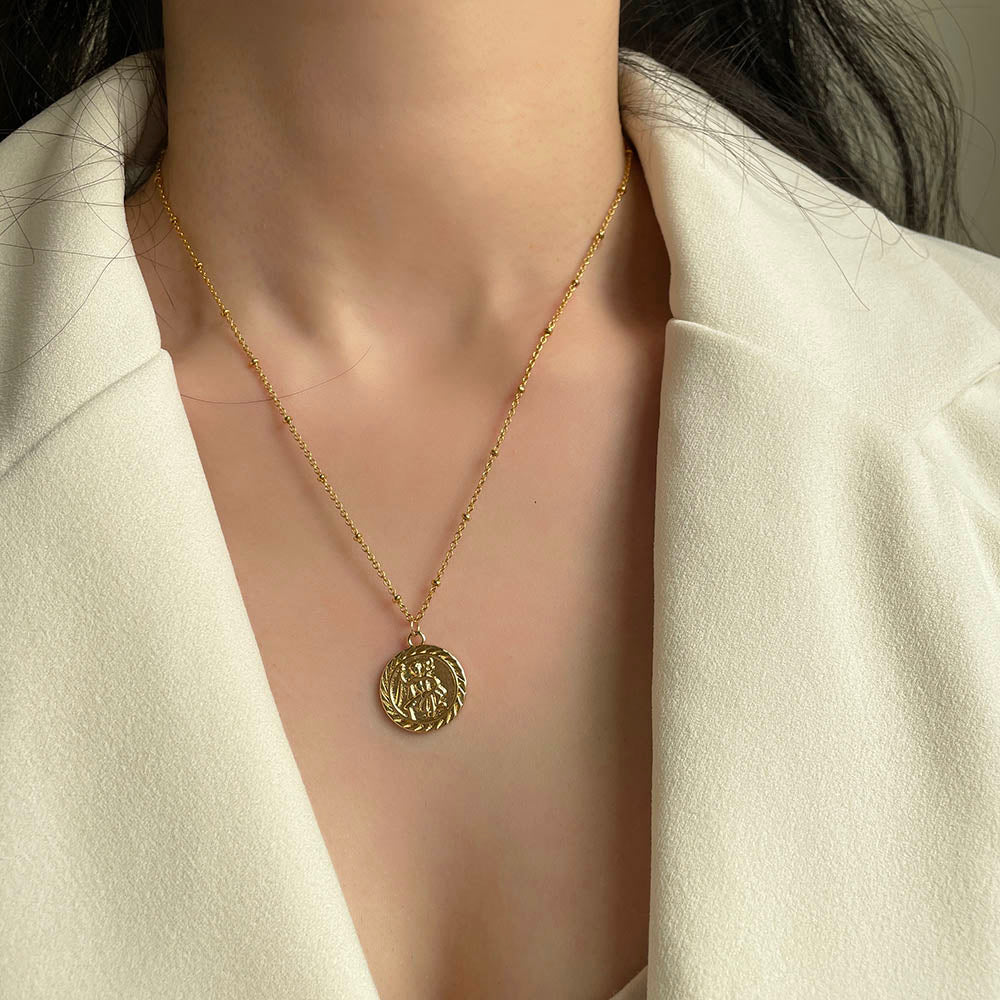 冷淡風經典人物圓牌項鍊