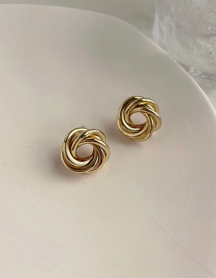 無限幾何扭結耳環 - 925純銀針