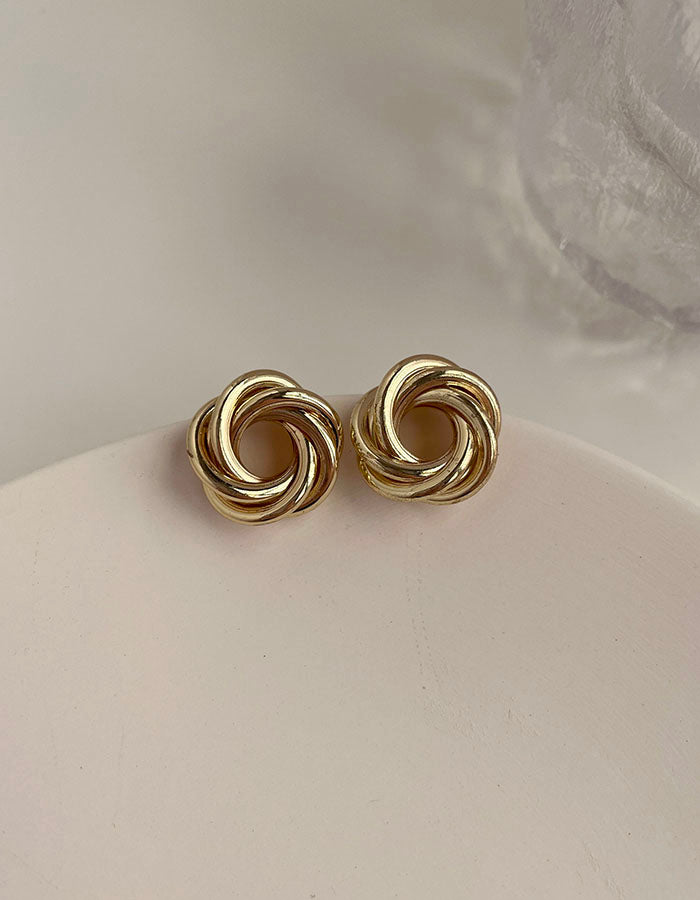 無限幾何扭結耳環 - 925純銀針