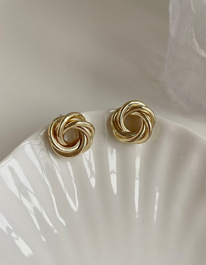 無限幾何扭結耳環 - 925純銀針