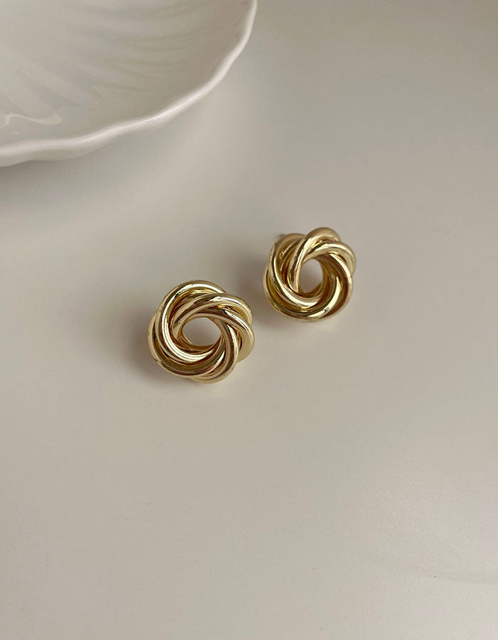 無限幾何扭結耳環 - 925純銀針