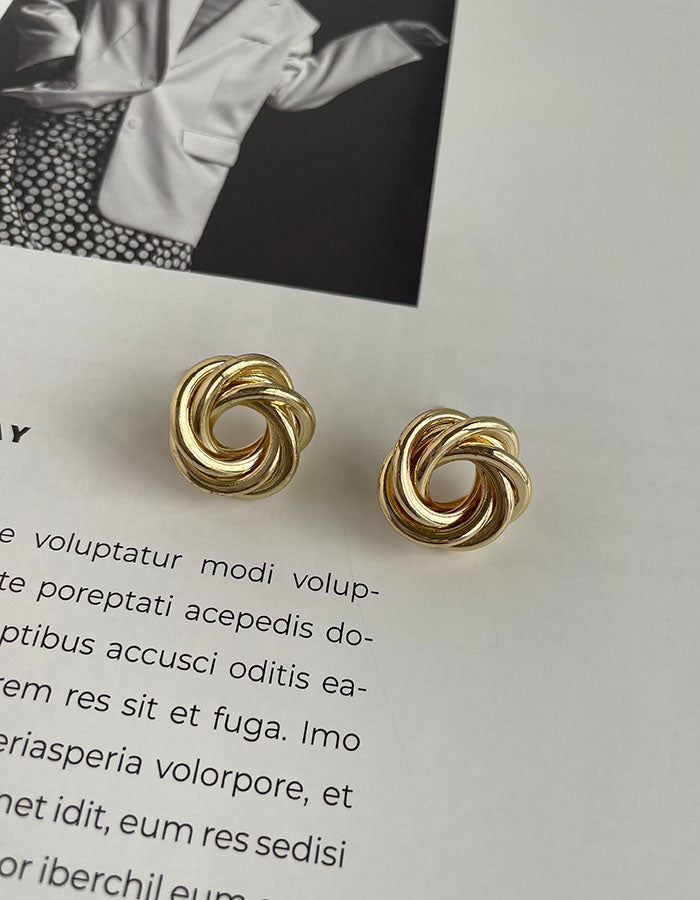 無限幾何扭結耳環 - 925純銀針