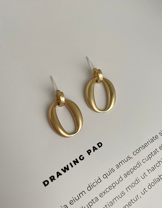 法式圓圈耳環 - 925純銀針