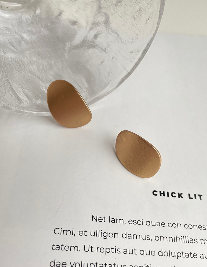 髮絲感不規則金屬片耳環 - 925純銀針