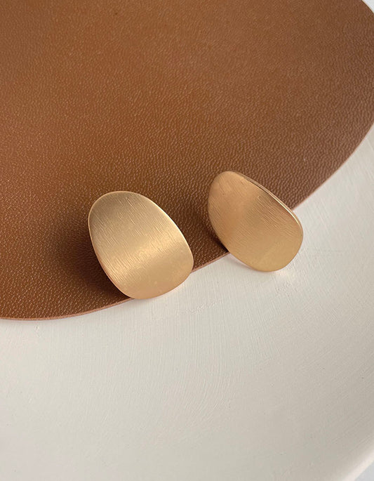 髮絲感不規則金屬片耳環 - 925純銀針