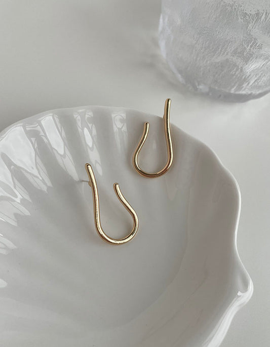 簡約大U型耳環 - 銀針