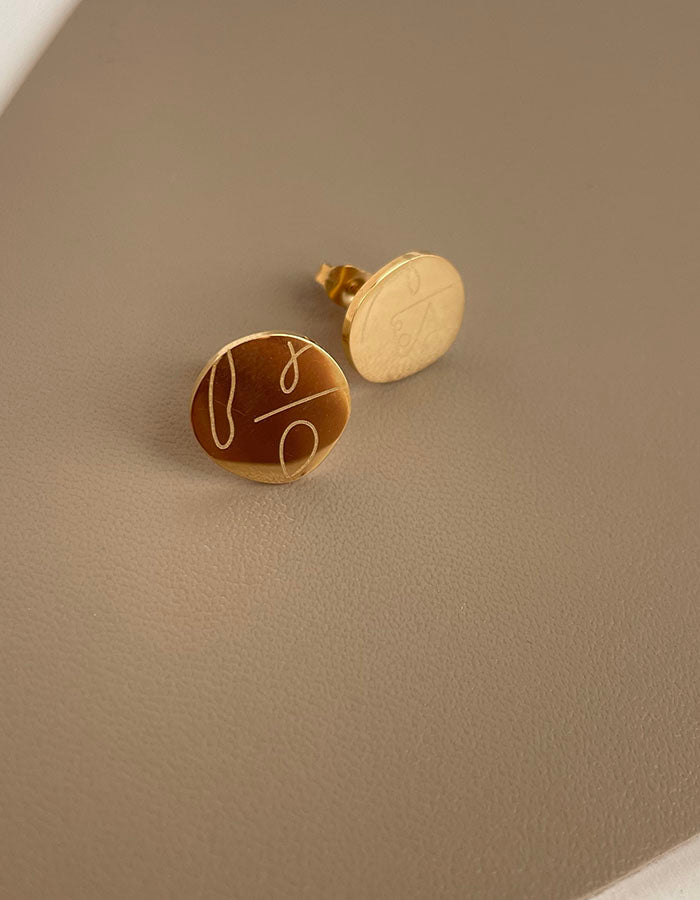 冷淡風抽象藝術人臉耳環 - 925純銀針