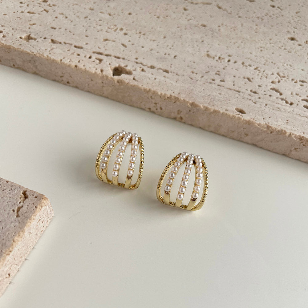 法式冷淡風珍珠耳環