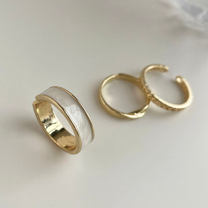 冷淡風滴釉調節戒指組