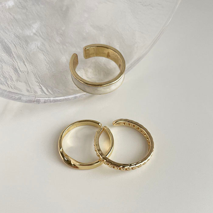 冷淡風滴釉調節戒指組