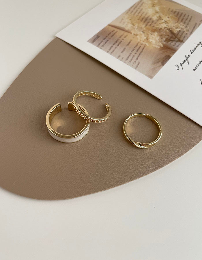 冷淡風滴釉調節戒指組