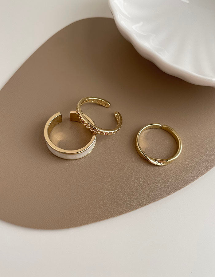 冷淡風滴釉調節戒指組