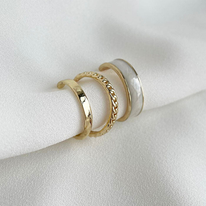 冷淡風滴釉調節戒指組