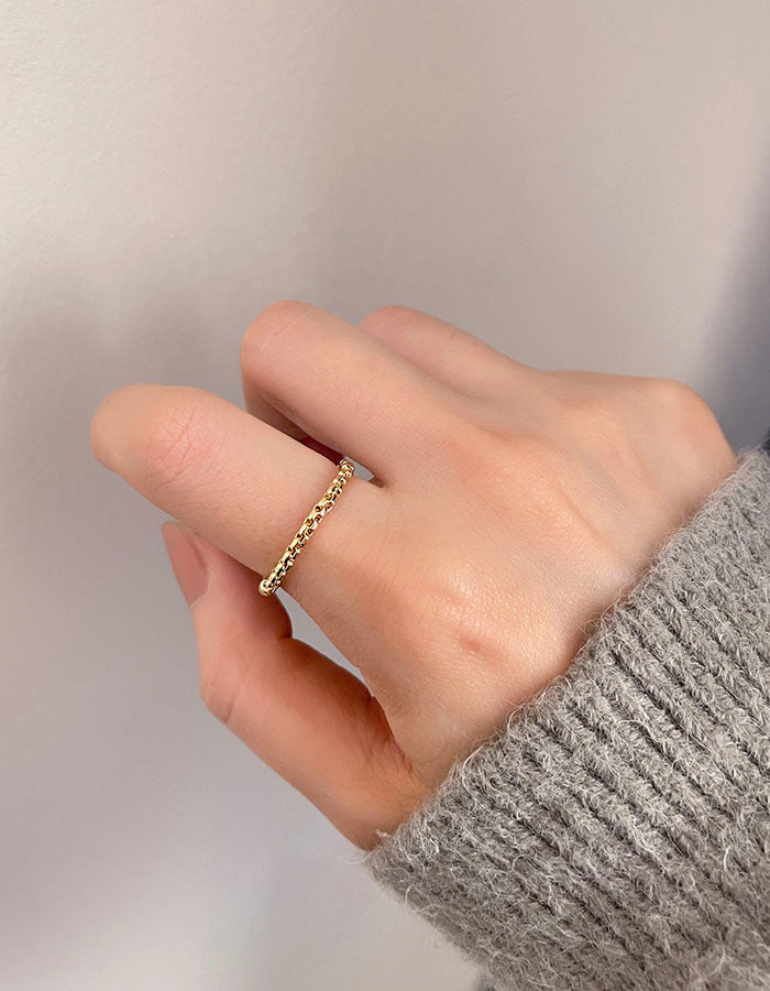 弧形拼接細鍊條戒指