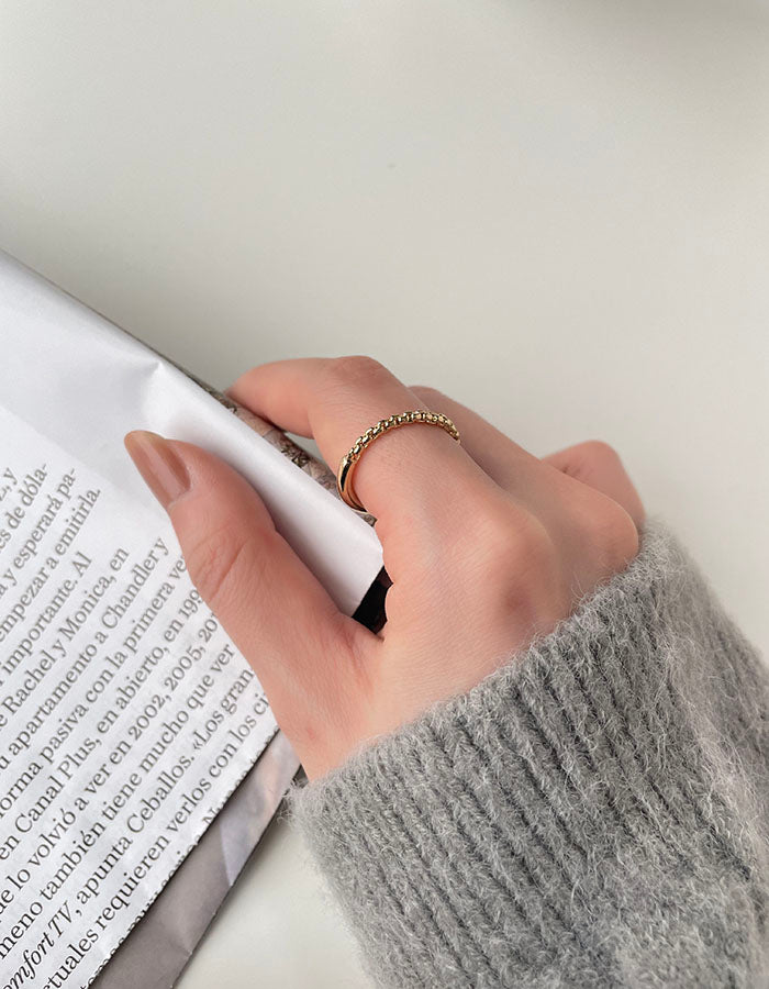 弧形拼接細鍊條戒指