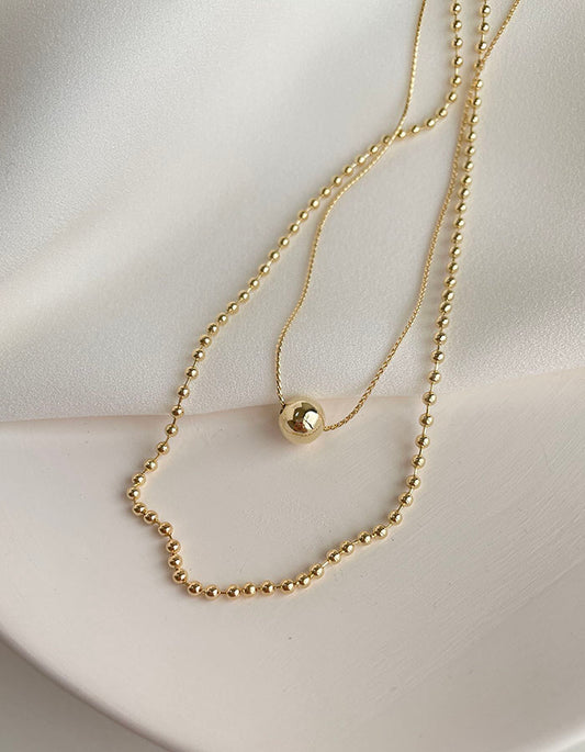 單圓珠雙層鎖骨鍊