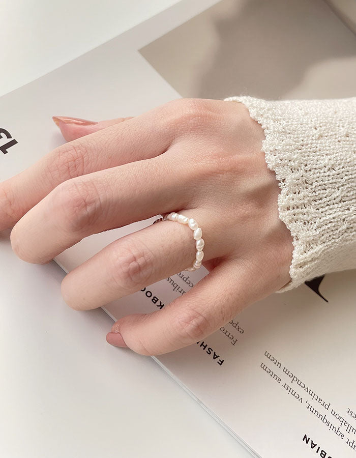 珍珠串鍊條設計戒指