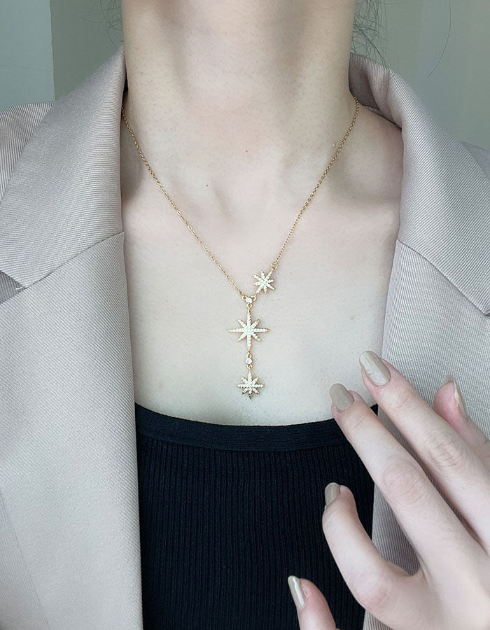 五芒星耀眼鑲鑽項鍊