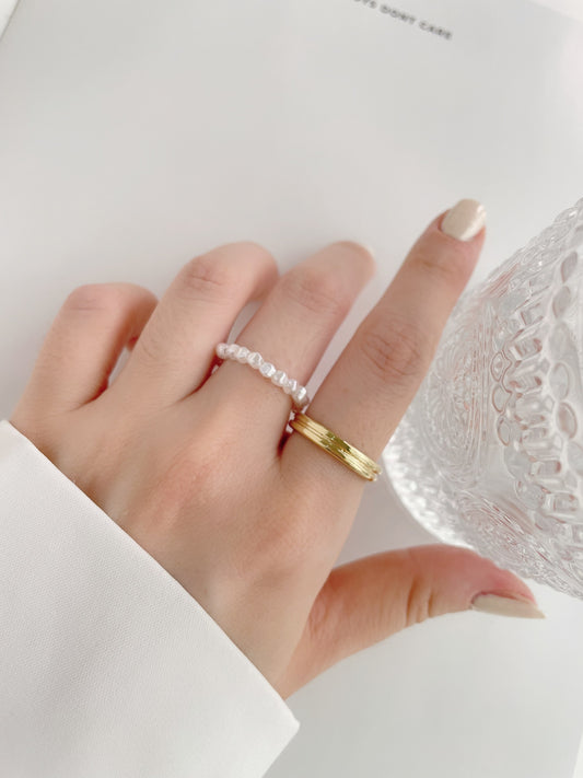 珍珠簡約戒指兩件組