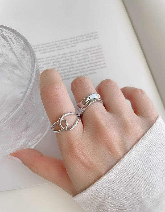 現代藝術線條鏤空可調戒指組