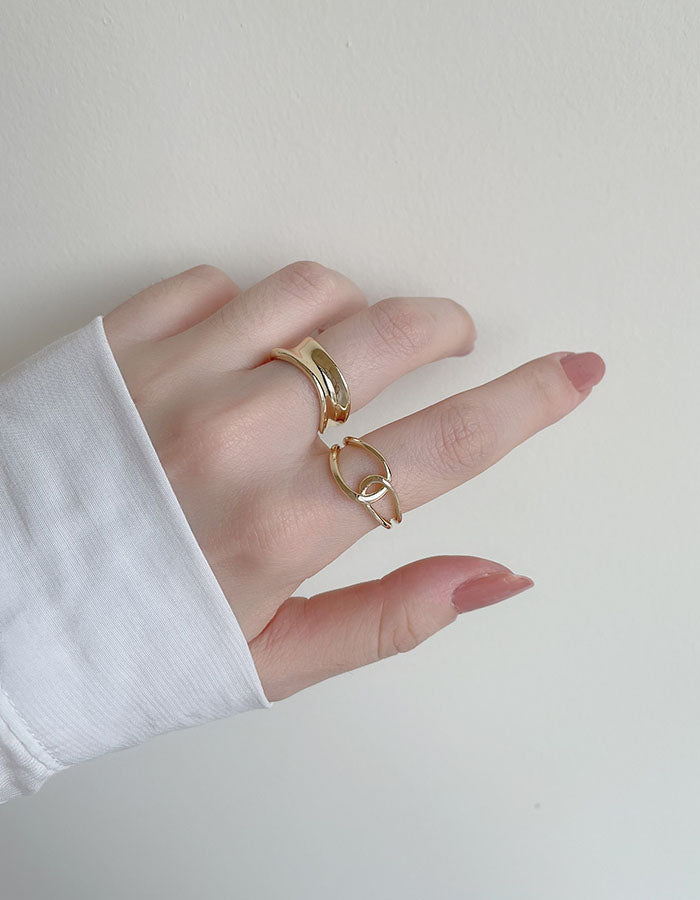 現代藝術線條鏤空可調戒指組