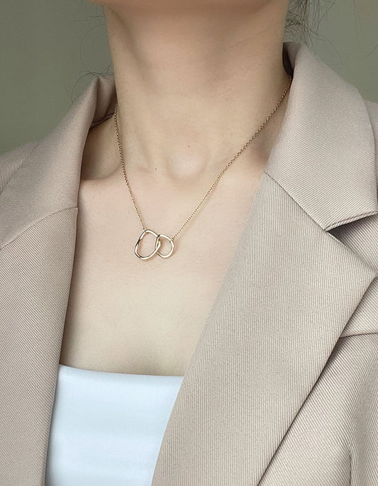 交錯雙環造型鎖骨鍊