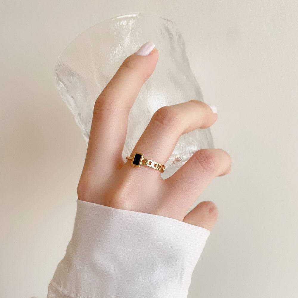 半鍊條設計滴釉戒指