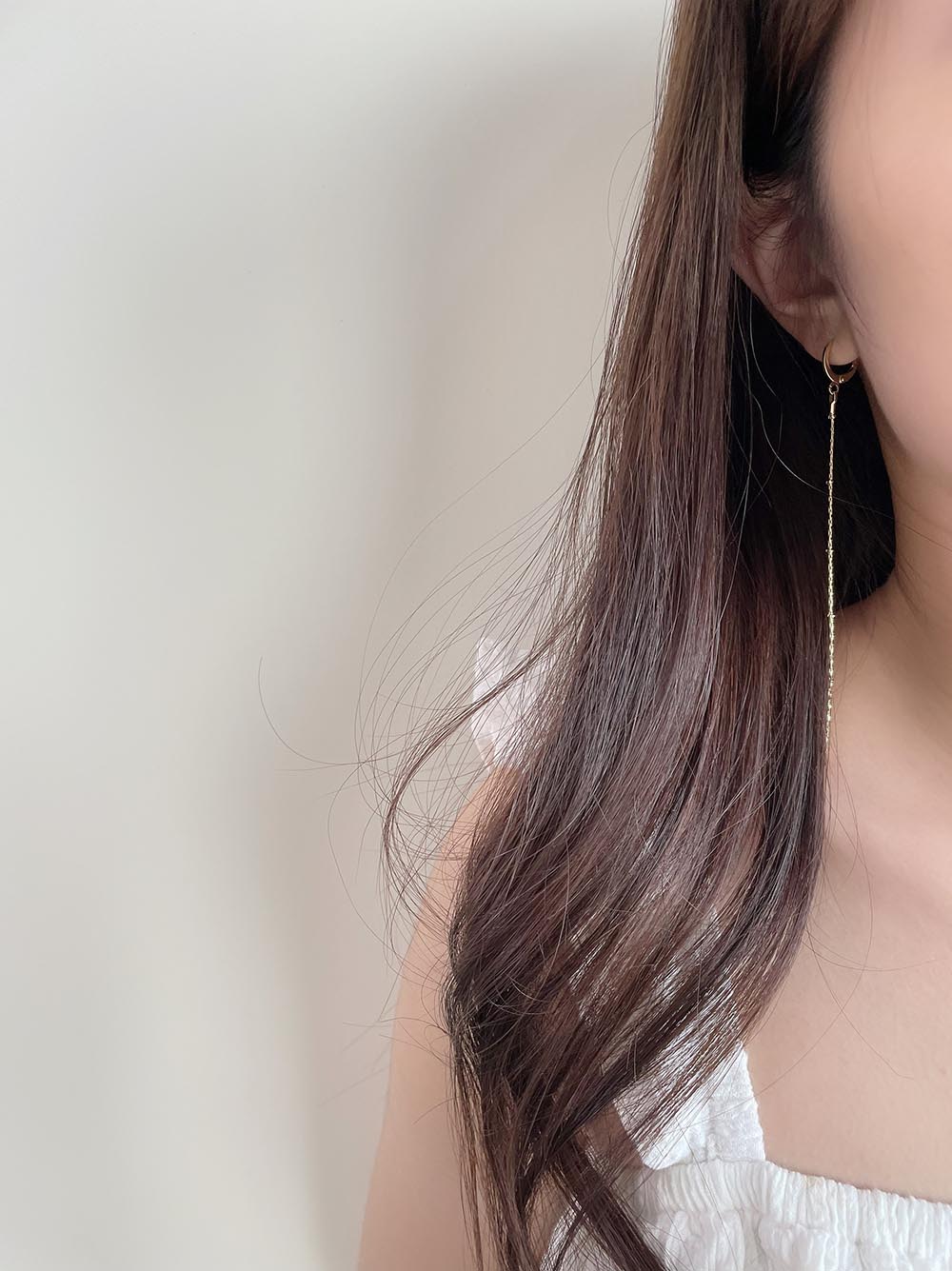 一線流動感垂墜式耳環
