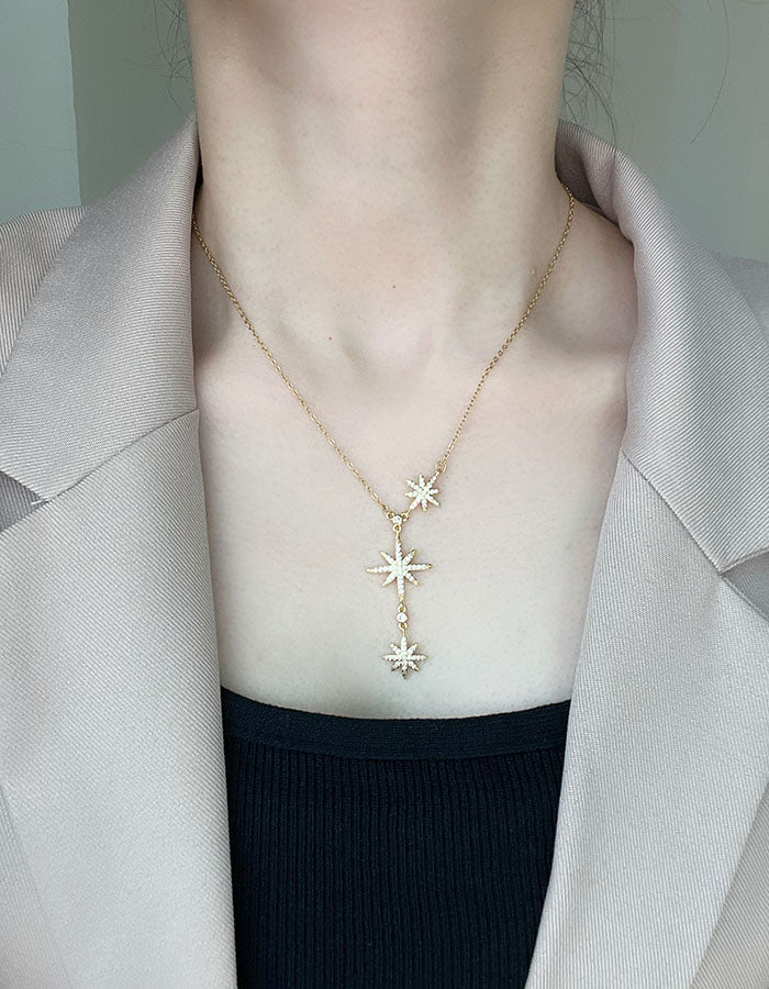 五芒星耀眼鑲鑽項鍊