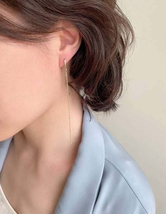 一線流動感垂墜式耳環