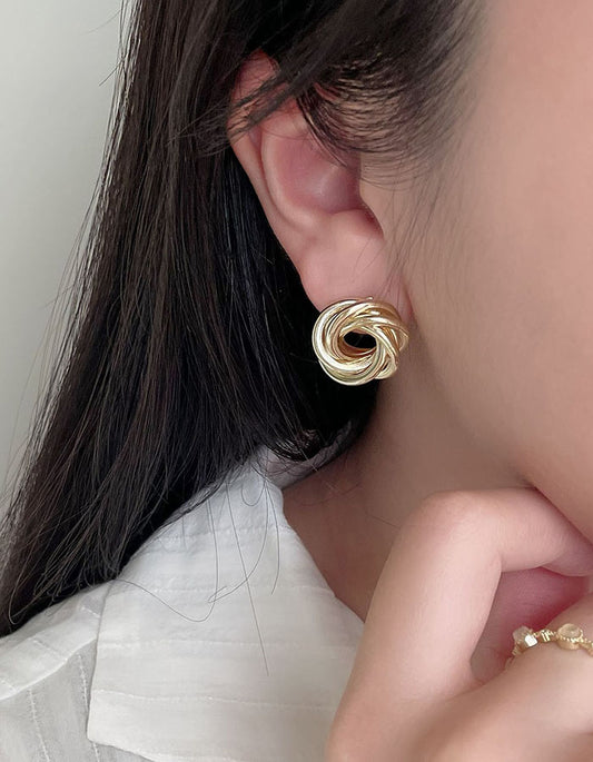 無限幾何扭結耳環 - 925純銀針