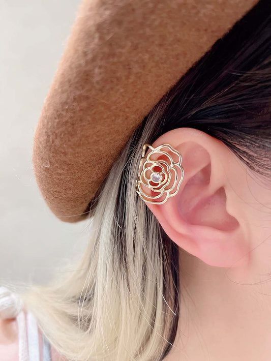 氣質摟空玫瑰鑲鑽耳骨夾