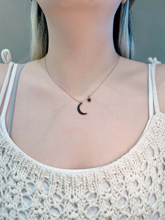 月亮與星星相伴項鍊