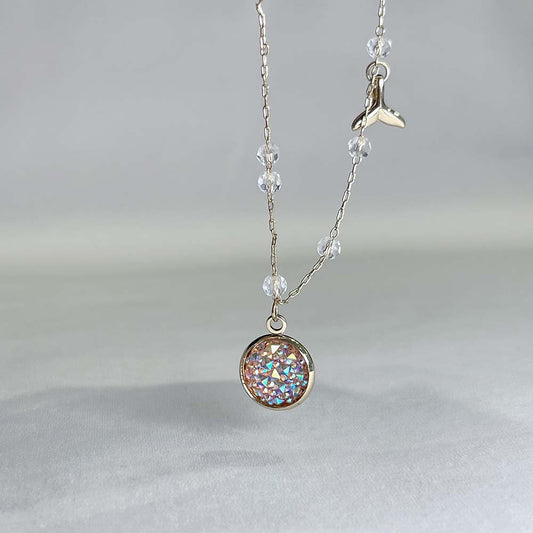 人魚光玻璃碎鑽鯨魚尾鎖骨鍊項鍊